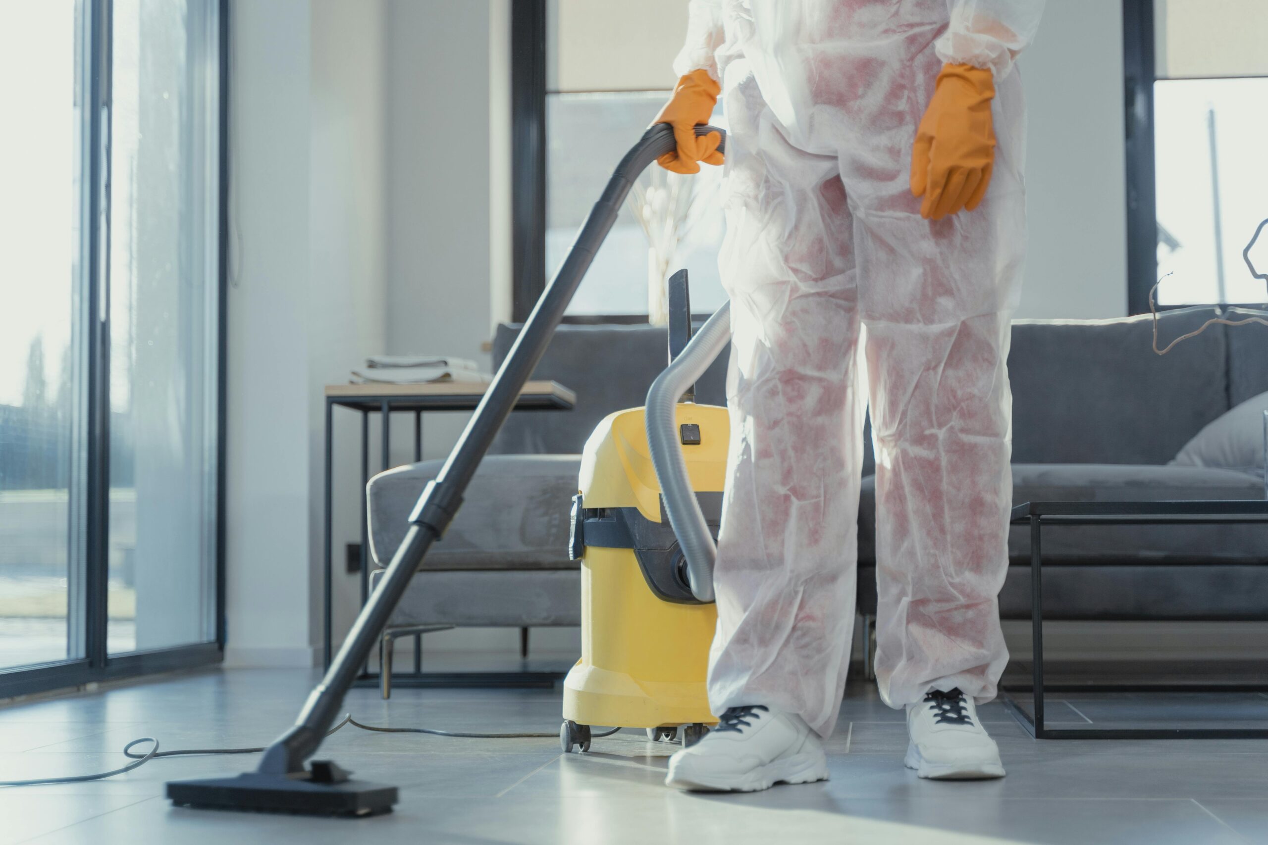 Modern living room cleaning